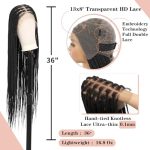 Lexqui 36 Inch HD Lace Front Braided Wig - Effortless Changeable Box Braids for Stunning Styles