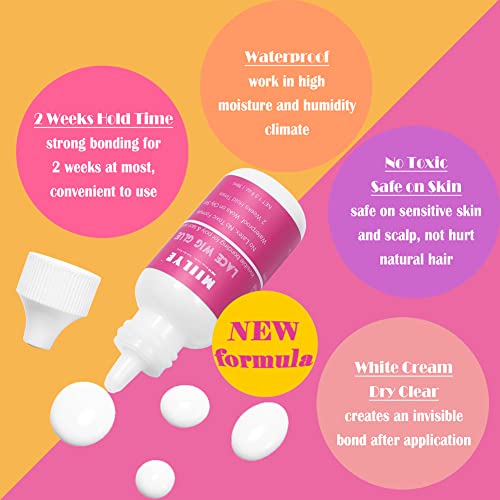 Wig Adhesive and Glue Remover Set - Strong Hold for Lace Front Wig and Poly Hairpieces, Invisible Waterproof Bonding Glue for Hair Replacement Systems