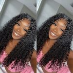 4GIRL4EVER Glueless Water Wave T Part Lace Front Wig - 22 Inch Human Hair, Pre Plucked, Ready to Wear, HD Lace Closure Wig