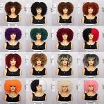 17.7inch Curly Afro Kinky Wig - Synthetic Heat Resistant Wig with Bangs