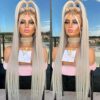 Aisom's Ash Blonde Synthetic Lace Front Wigs – Long Straight Hair, Ombre Blonde with Brown Roots, Perfect for Daily Use