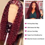 99J Wear and Go Glueless Wig - Burgundy Deep Wave Lace Front Wigs for Effortless Elegance