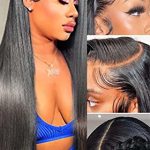 CAREKISS 26-inch Straight Lace Front Wig - 100% Human Hair, Free Parting, Pre Plucked with Baby Hair
