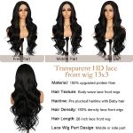 QD-Udreamy Black Lace Front Wig, Body Wave Lace Front Wigs, Transparent Lace Wig Pre Plucked with Baby Hair, 26 inch Long Wavy Wig for Women, Glueless Lace Wig for Black Women