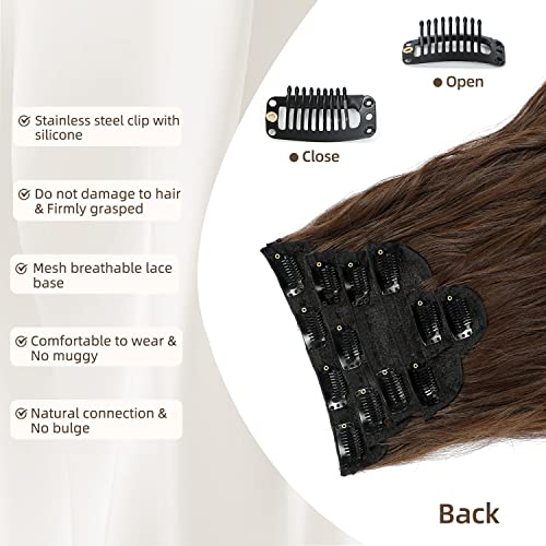 Fliace 20-Inch Clip-in Hair Extensions - Long Wavy Hairpieces in Chocolate Brown for Natural & Soft Blends