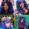 Long Curly Cosplay Wig with 2 Ponytails in Mesmerizing Blue and Purple Hues