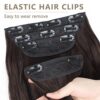 ALXNAN Clip-in 20-Inch Long Wavy Synthetic Hair Extension - 4PCS Chocolate Brown Thick Hairpieces