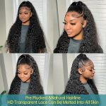 Water Wave Lace Front Wigs - HD Transparent 13x6 Brazilian Human Hair - Pre Plucked, 180% Density, Wet and Wavy, Glueless - Natural Col for Black Women