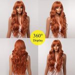 Allbell's Long Orange Wig - Stylish Body Wave Synthetic Beauty with Bangs