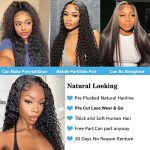 4GIRL4EVER Glueless Water Wave T Part Lace Front Wig - 22 Inch Human Hair, Pre Plucked, Ready to Wear, HD Lace Closure Wig