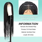 Humistwbiu Double Lace Front Box Braid Wig - Japan-made 36 Inch Knotless Braided Wig with Baby Hair (Color 1B)