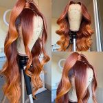 Ombre Red Orange Ginger Human Hair Wig – 14 Inch HD Lace Front Wigs Pre Plucked