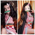 Demon Slayer Spirit with GARELF's Long Wavy Nezuko Cosplay Wig: A Perfect Blend of Style and Comfort for Halloween and Anime Enthusiasts