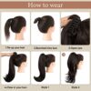 18 Inch Clip-In Ponytail Extension – Synthetic Hair Piece for Women – Long Straight Curly Tail Pony in Brunette/Ash Blonde – Perfect for Daily Wear and Special Occasions