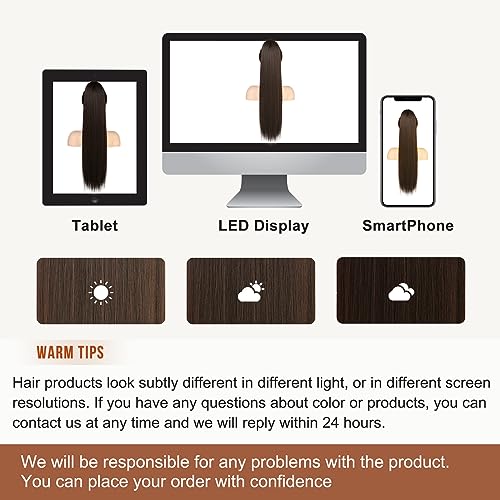 Transform Your Look with 26-Inch Dark Chocolate Brown Synthetic Drawstring Ponytail Extension - Natural Softness for Effortless Style