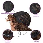 Annivia Ombre Brown Curly Wig with Bangs - 17 Inch Synthetic Hair for Effortless Daily Use and Stunning Cosplay