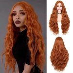Long Wavy Ginger Orange Wig - 28 Inch Synthetic