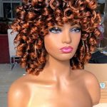 Sweece 14 Inch Short Curly Wig - Afro Kinky Curly Wigs with Bangs in Stunning Ombre Brown, Perfect for Every Occasion