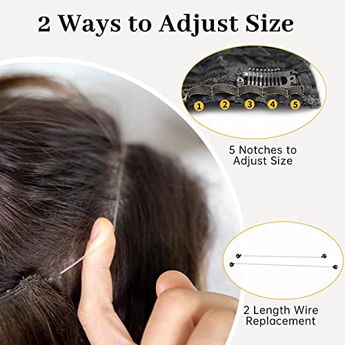 KooKaStyle Invisible Wire Light Brown mix Highlight Blonde Hair Extensions - Effortlessly Boost Your Volume with Adjustable and Secure 16-Inch Wavy Secret Hairpiece