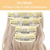 20-Inch Long Wavy Hair Extensions - Clip-Ins for Instant Volume and Length in Ash Blonde Mix Bleach Blonde