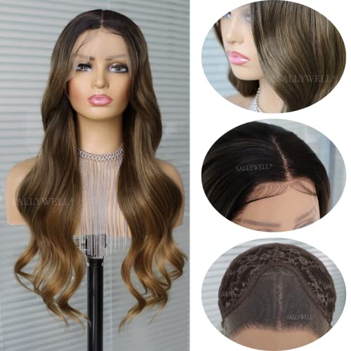 SALLYWELL Ombre Brown Lace Front Wigs - Elevate Your Style with Premium Synthetic Elegance
