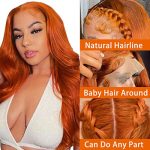22-Inch Ginger Orange Body Wave Lace Front Wig - 350# Color, Pre-Plucked and Breathable HD Lace for an Effortlessly Chic Look