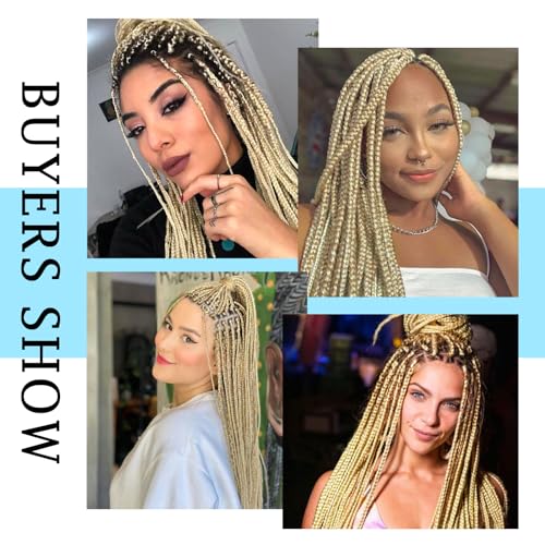 purshine Pre Stretched Braiding Hair - 24 Inch Dark Blonde Synthetic Extensions for Tangle-Free, Unique Styles