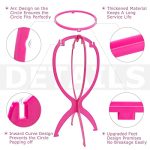 2 Pack Short Wig Stands: Portable Hot Pink Wig Dryers for Quick Drying and Travel, 14.2 Inches, Perfect for Wigs Under 14 Inches