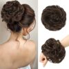 FESHFEN's Large Chestnut Brown Messy Bun Hair Piece - Perfect for Effortless Volume and Tousled Updos