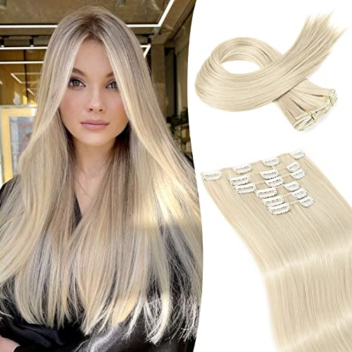 Clip-In Hair Extensions - 6PCS Straight 24" Blonde Hair