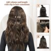 Luxurious Balayage Blend: Fliace Dark Brown Clip-in Hair Extensions (20inch, 6pcs, Dark Roasted Coffee & Caramel Brown) 🌟