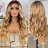Fugady's Honey Blonde Lace Front Wig – Synthetic, Wavy, and Heat Resistant for Effortless Elegance