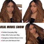 SOKU Afro Curly Lace Front Wig - Unleash Your Confidence with 20 Inch Ombre Brown Fluffy Bouncy Hair
