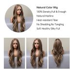 Allbell Long Wavy Synthetic Lace Front Wigs: Unleash Confidence with Brown Hair & Blonde Highlights