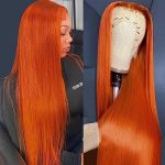 Ginger Elegance Unleashed: 24-Inch Straight Lace Front Human Hair Wig with HD Lace - Perfect for Appointments and Themed Parties
