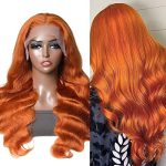 28 Inch Ginger Lace Front Wigs Human Hair Pre Plucked - Body Wave HD Orange Lace Frontal Human Hair Colored Wig