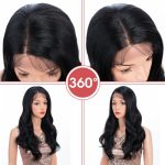 REBECCA STYLE Body Wave Wigs: Embrace Natural Elegance with 13x4 HD Transparent Lace and Heat Resistant Synthetic Fiber in 20 Inch Black-1B Shade