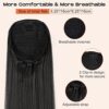 28" Drawstring Ponytail Extensions - Dark Brown Straight Synthetic Hairpiece for Effortless Volume and Length