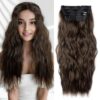 Long Wavy Chestnut Brown Clip-In Hair Extensions - 4PCS for Instant Volume and Length (20 inches)