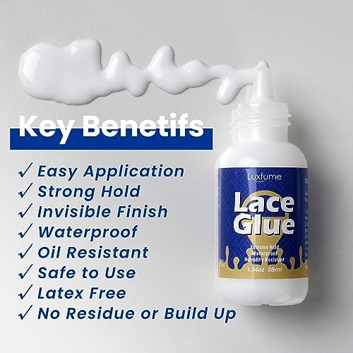Lace Glue for Front Lace Wig 1.34 Oz - Waterproof Super Hold, Invisible Fast Drying Wig Glue for Wigs