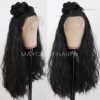 Maycaur Long Black Hair Lace Wigs - Natural Baby Hair, Heat Resistant Synthetic Fiber for Effortless Elegance