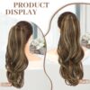 22-Inch Balayage Chocolate Brown Highlights Drawstring Wavy Ponytail Extensions