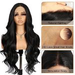 QD-Udreamy Black Lace Front Wig, Body Wave Lace Front Wigs, Transparent Lace Wig Pre Plucked with Baby Hair, 26 inch Long Wavy Wig for Women, Glueless Lace Wig for Black Women