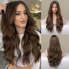 BLONDE UNICORN's Long Wavy Brown Lace Front Wig – Embrace Ombre Elegance and Comfort with Synthetic Hair and Hand-Tied Realism