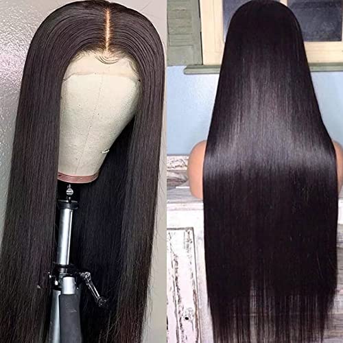 NewCraft 13x4 Straight Lace Front Wig: 24 Inch Synthetic Beauty with HD Lace, Natural Hairline, and Heat Resistance