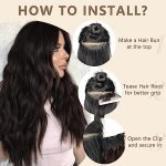 Clip in Long Wavy Synthetic Hair Extension 20 Inch Dark Brown 4PCS Thick Hairpieces Fiber Double Weft Hair for Women