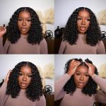 Bob Wig Human Hair Pre Plucked Cut Lace for Beginners 180% Density Upgraded No Glue Water Wave 4x4 HD Lace Closure Wigs for Black Women with Baby Hair Natural Color (14 inch)