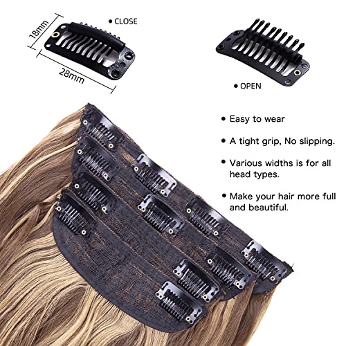 Hair Game with 4Pcs Clip-In Hair Extensions - Effortless Volume and Length in Chocolate Brown Mixed Honey Blonde