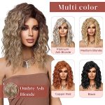 Ombre Ash Blonde Wig, Side Part Short 14" Curly Bob Wig for Women, WIG002 Synthetic Wavy womens Wig for Daily Use Party - Ombre Ash Blonde
