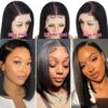 Hersmile's Straight Bob Wigs - Pre Plucked Human Hair Lace Front Wigs for Black Women in Real Natural Black 12 Inch